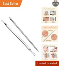 Blackhead Remover Comedone Extractor Set of 2 Silver Stainless Steel Dual Ended
