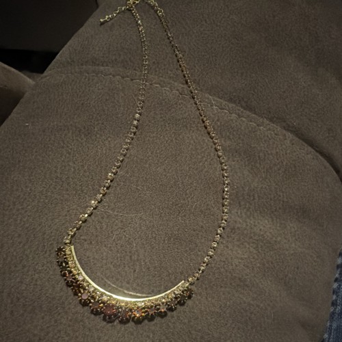 Gold Crystal Collar Statement Necklace Brown Round Cluster Fashion