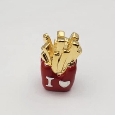 925 Sterling Silber I Love Pommes Frites Charm Anhänger