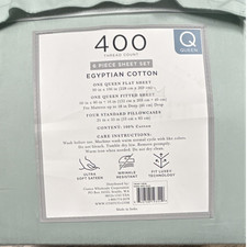 Hotel Signature Sateen Egyptian Cotton Sheet Set Queen Light Green 400TC 6-Piece