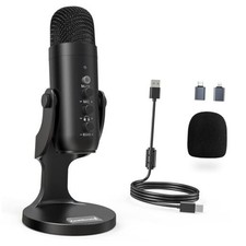 USB Microphone,Condenser Computer PC Mic,Plug Play Gaming Microphones Black
