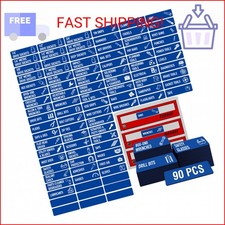 90 PCS Magnetic Toolbox Labels, 82 Pre-Printed  8 Blanks Large Size Tool Chest