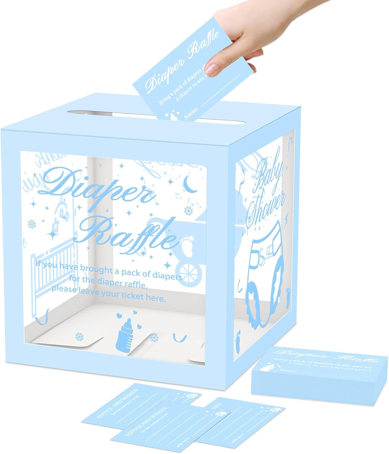Raffle Tickets Card Box For Baby Shower, 50 Pcs Diaper Raffl