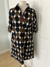 Dizzy Lizzie NWOT Audrey Chocolate /Black Dots Collar Shift Dress   X Small