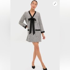 POMANDER PLACE Silver Coco Tweed Bow Dress