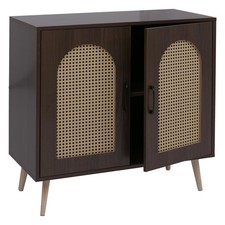 B-Ware Kommode MCW-P51, mit Türen, Poly-Rattan MDF 79x80x40cm, Walnuss-Optik