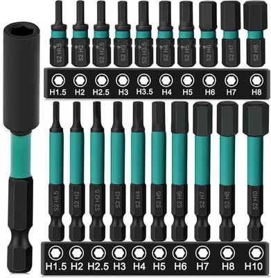 Hakkin 20 Stück Hex Impaktor Bitsatz 25 60 mm S2 Chrom