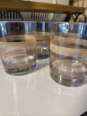 Vtg Libby highball glasses striped fall colors sold as a set of four