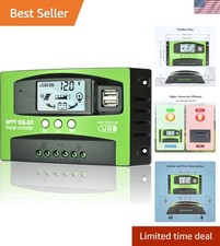 Intelligent 30A MPPT Solar Charge Controller with LCD & Dual USB Ports - Green