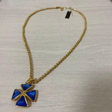 Yves Saint Laurent Flower Pendant Necklace Unused Silver Jewelry Japan