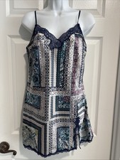 Women  s Victoria  s Secret Nightie Nightgown Slip Chemise W/lace Blue Green, M