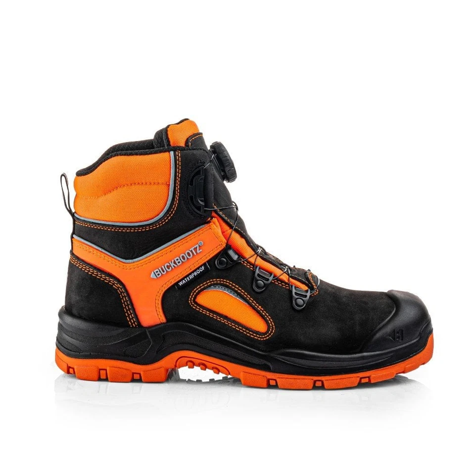BUCKBOOTZ Buckler BVIZ7 Buckzviz Black/Orange Hi Vis Safety Boots with Fitgo® NEW Safety