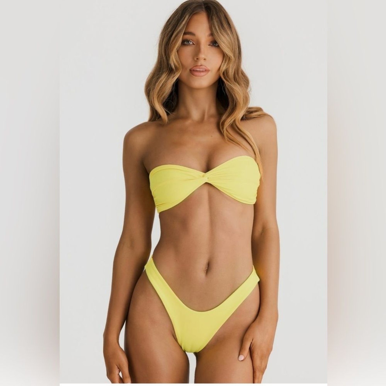 Vacay Womens Size Large NWT Lemon Yellow Swimwear Positano Bikini Cheeky Bottom