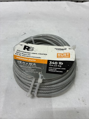 #ad Blue Hawk Vinyl Coated Steel Wire Rope Kit 1 8 in x 30 ft # 1329462 Medium Duty $15.12