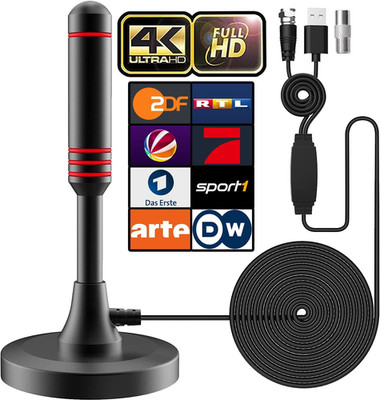 DVB-T/DVB-T2 Antenne Mit Verstärker - HDTV Zimmerantenne Für Fernseher, Großer R