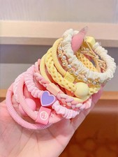 5 Pcs Girls Macaron Color Hair Bands Bun Ponytail Elastic Colored Rubber Ties