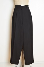 vintage Y2K pants black wool high waisted rise pleated trousers slacks XS S