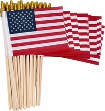 12 Pack Small American Flags 4x6 Inch Mini US Stick Flags for Veterans Day