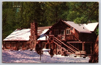 1955 Camp Seeley Crestline CA Winter Lodge Postcard San Bernardino Mts