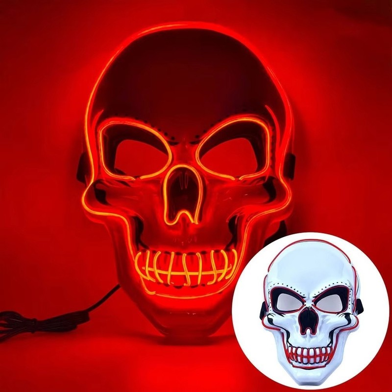 Light Up Skeleton Mask - Halloween Party Costume Dance Rave LED Mask with 3 Mode