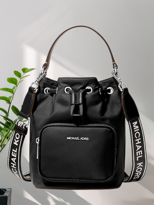 Michael Kors Khai Women Small Nylon Bucket Messenger Crossbody