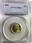 1898 Barber Dime PCGS MS-63 90% Liberty Head Certified Bright White Coin