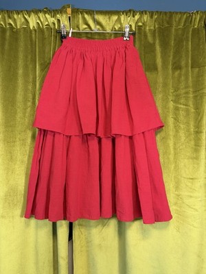 Vintage 80s Rodier French Gorgeous tiered bright red layered ruffle skirt Small