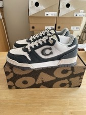 NIB Coach Women Soho Leather/Denim Low Top Sneaker In Charcoal size 8