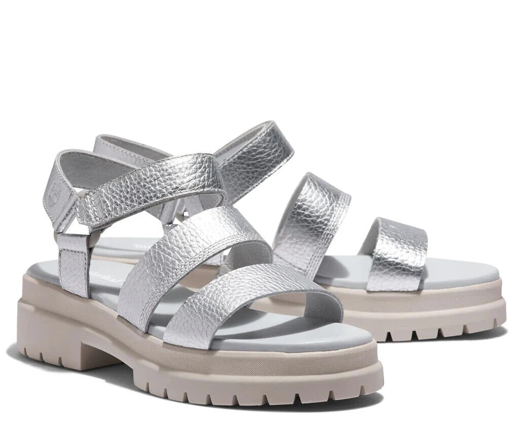 Sandali Timberland argento London Vibe cinturino alla caviglia scarpe basse multi taglia NUOVI
