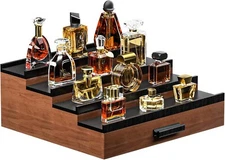 Cologne Organizer for Men,4 Tier of Elevated Cologne Display Stand with Drawer S
