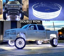 JHB 15.5" PURE WHITE DOUBLE ROW illuminated LED Trucks Wheel Rim Lights Set of 4