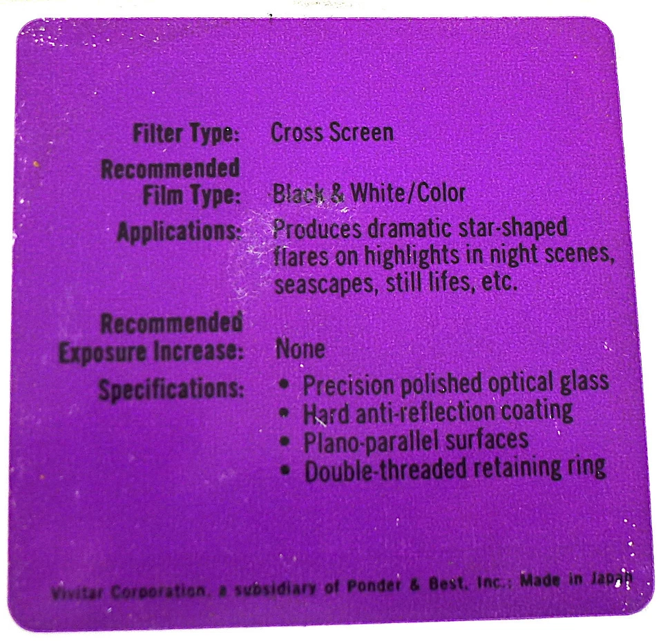 Series 7 VII Threaded Vivitar Cross-Screen Filter - NEW - Image 4 of 4