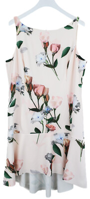 Coast Kleid Damen UK 24 Ärmellos Gefüttert Blumenmuster Rundhals Pink