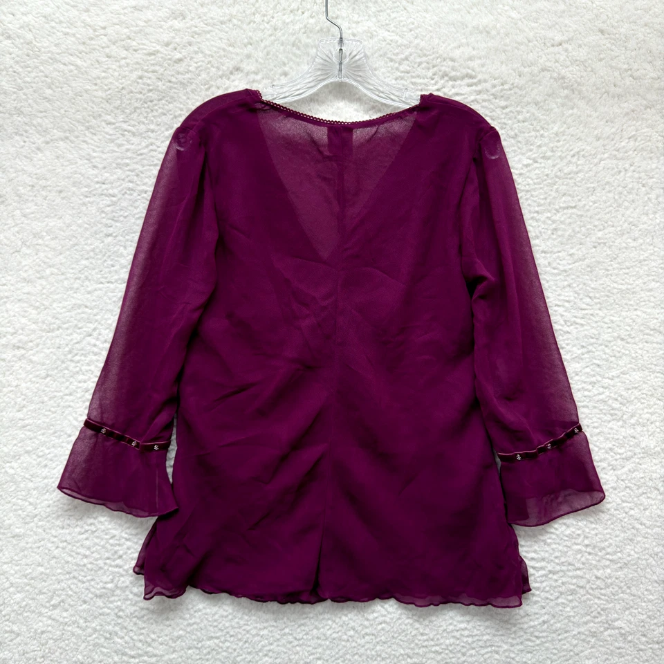 Top Y2K Vintage Grande XL Púrpura Magenta Malla Cuentas Corpcore Oficina Boho Hada Foto 2 de 4