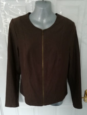 Kim & Co Size M/m Deep Taupe Zip Up Stretchy Lightweight Jacket Top Blazer