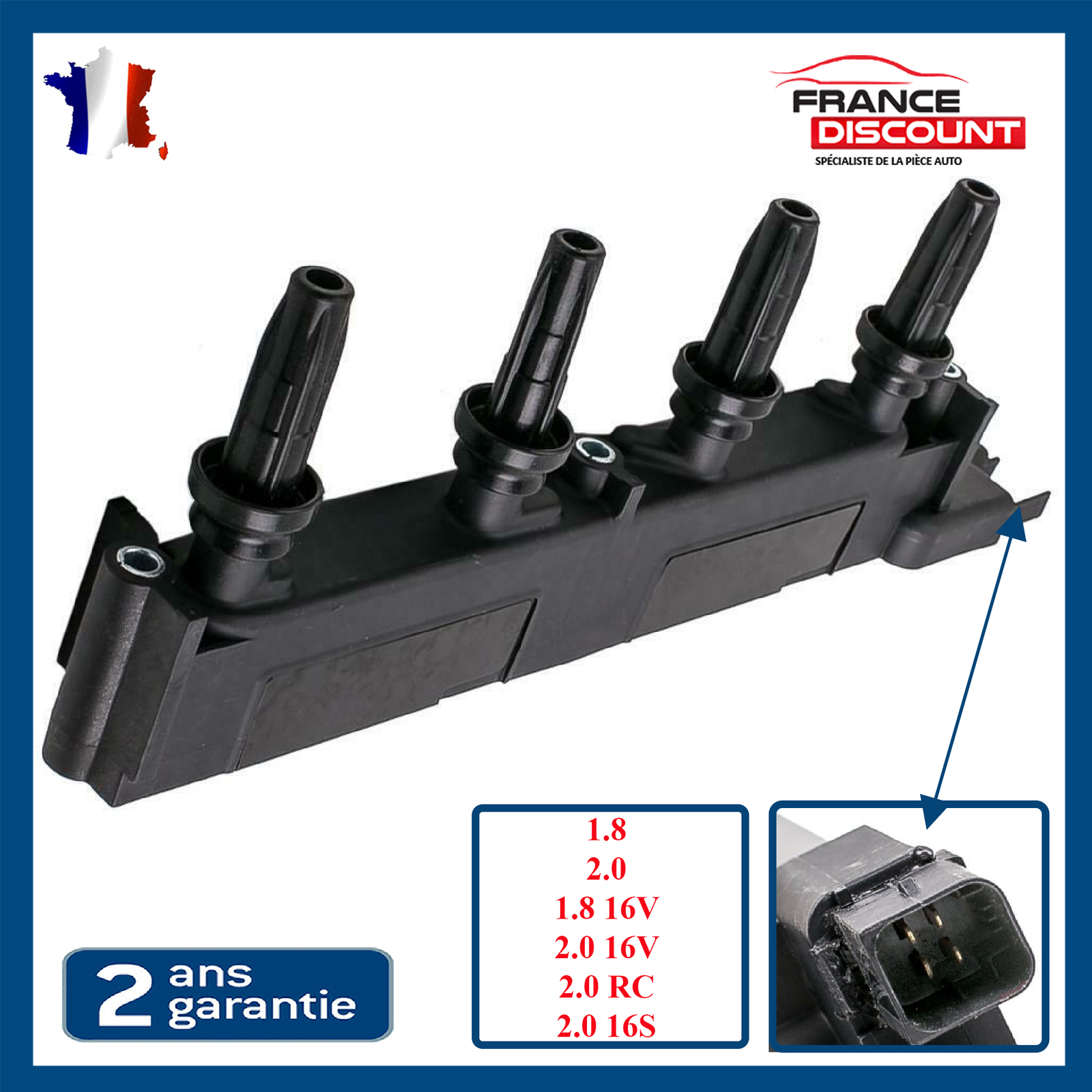 Bobine d'allumage rampe 406 206 C5 Xsara bloc moteur 1.8