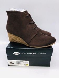 dark brown wedge booties