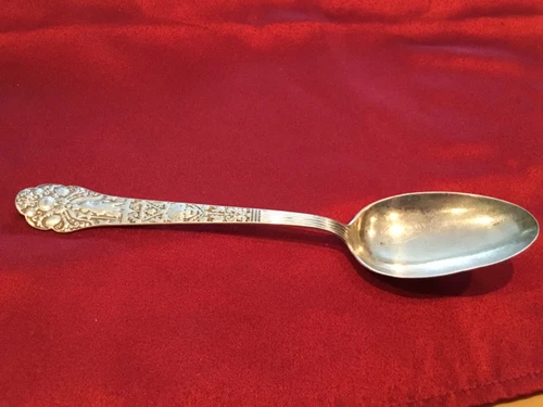 Antique GORHAM Sterling Silver MEDICI Old Serving Spoon 8 1/2” Long~ Monogrammed