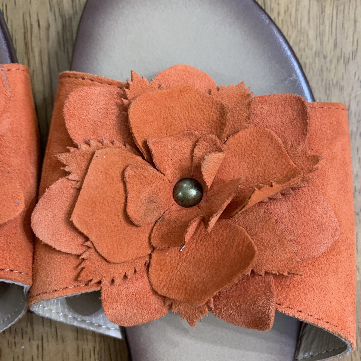 Women's Mariella Made in Italy 8M Slides Shoes Orange Slippers