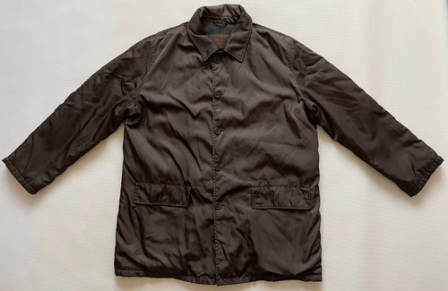 Prada, PRADA coat jacket vintage nylon brown made in Italy wool lined mens XXL 2XL