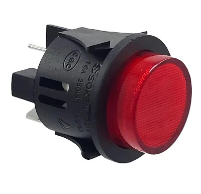 SOKEN Druckschalter Einbau ø 23,5mm 250V 16A rot beleuchtet push-EIN push-AUS