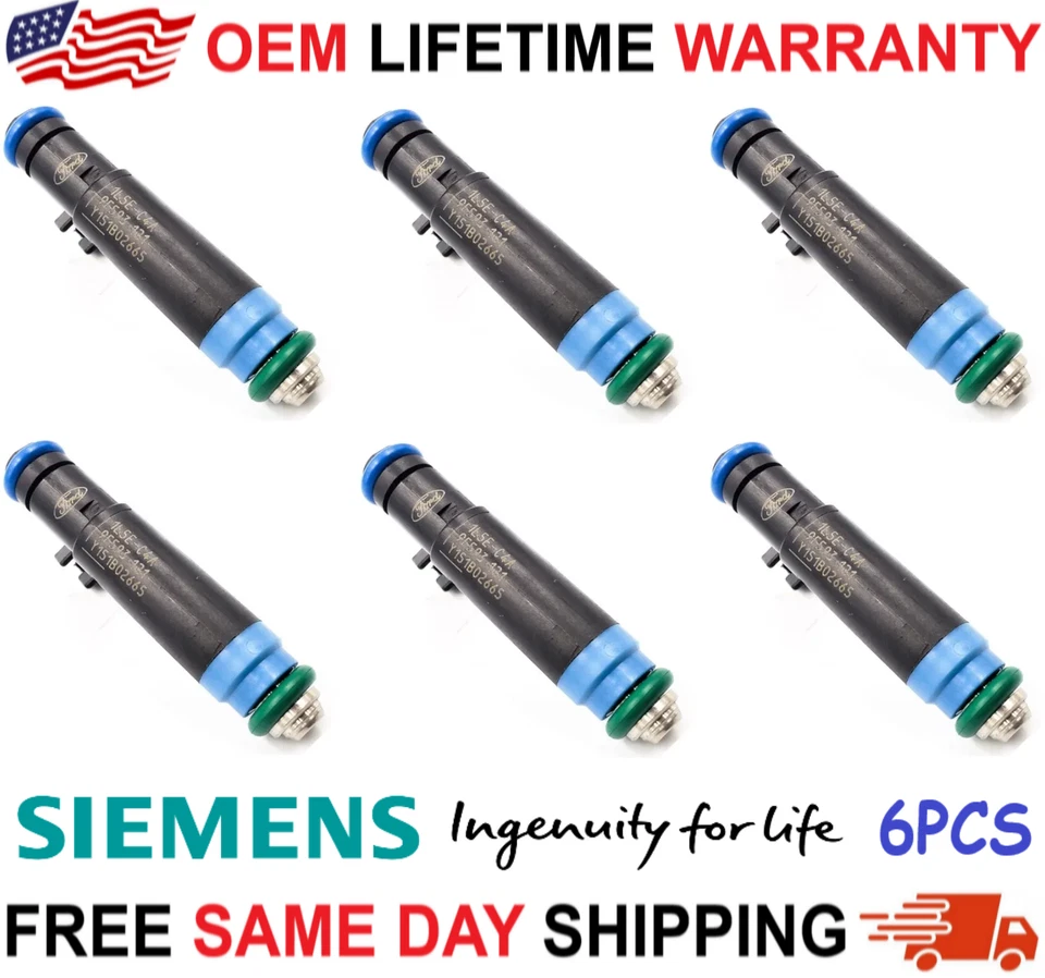 Inyectores de combustible originales HP UPGRADE SIEMENS x6 para Ford Ranger y Mazda 2001-2008 Foto 3 de 4