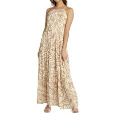 Willow Women’s Mykonos Sleeveless Low Back Palm Print Maxi Dress Size S NWT