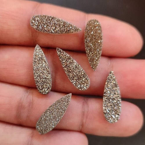 Natural Teardrop Titanium Agate Druzy Quartz Drusy Semiprecious Gemstone India - Picture 4 of 9