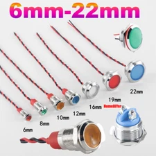6mm-22mm LED Metal Indicator Light Power Signal Lamp Waterproof IP66/IP67 3-220V