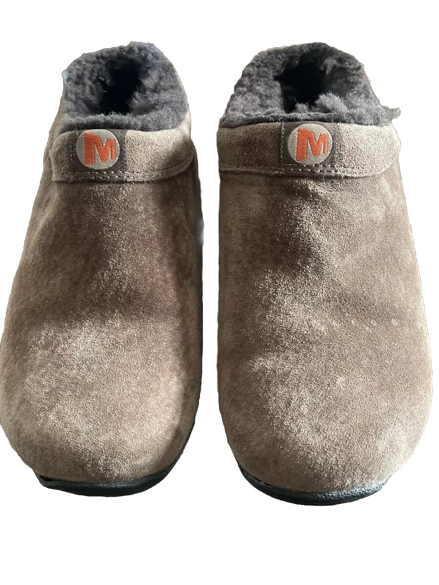 Merrell scarpe donna pelliccia Mules Primo Chill Slide marrone cioccolato scamosciato taglia 6 5