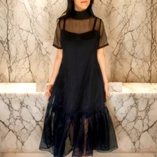 Elegant Black Organza Maxi Dress Christmas Evening Prom Party Wear Dress