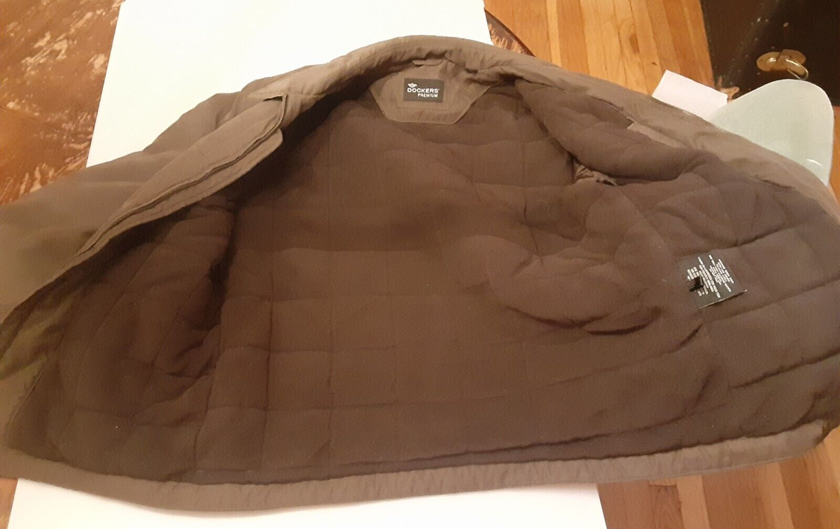 Docker's Premium M Brown Jacket, Polyester, Nylon, DM9JK493 Docker's Premium M Brown Jacket, Polyester, Nylon, DM9JK493
