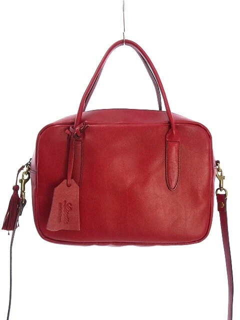 Lisetta Sack Quill Gigi 2Way Shoulder Bag Rouge Red Leather Cowhide Tassel Ladie