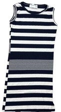 Hayden Bella Girls Blue And White Striped Stretch Knit Sleeveless Dress Size 6/7